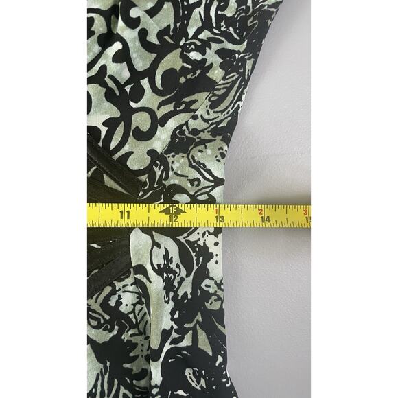 Connected Apparel Paisley Y2K Midi Shift Dress Floral Green Black Women's Size 6 - Picture 12 of 12